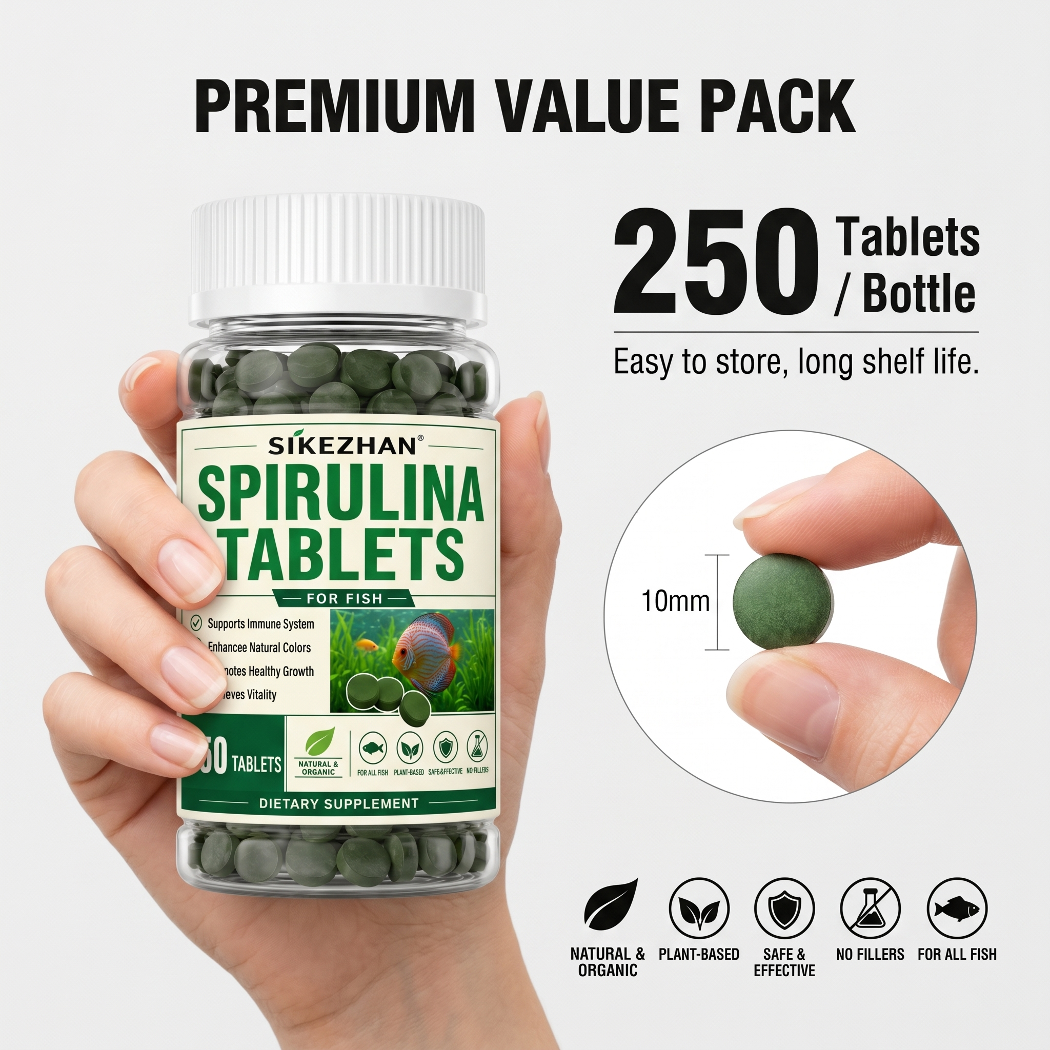 1000pcs High Purity Spirulina  - đánh giá và giá Spirulina Tablet Organic